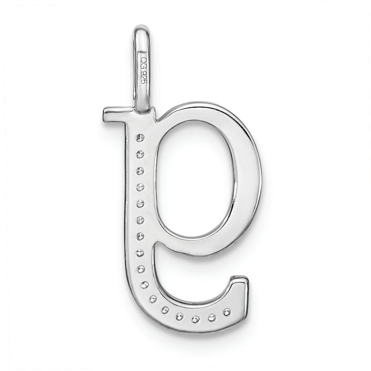 14K White Gold Diamond Lower Case Letter G Initial Pendant