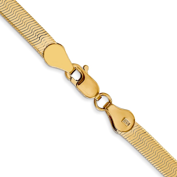 14K Yellow Gold 4mm Silky Herringbone Chain Bracelet