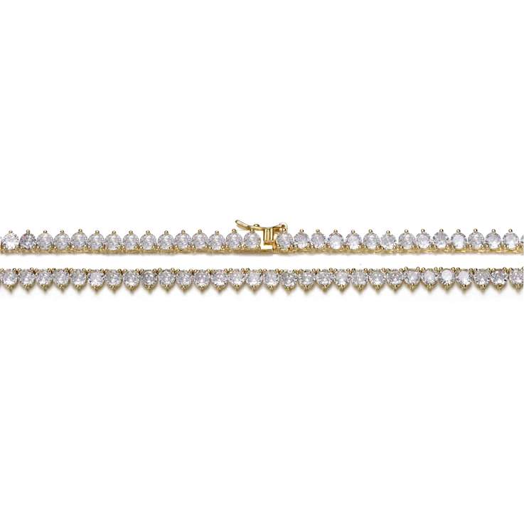Flawless CZ Tennis Necklace In 14K Gold Over Sterling Silver