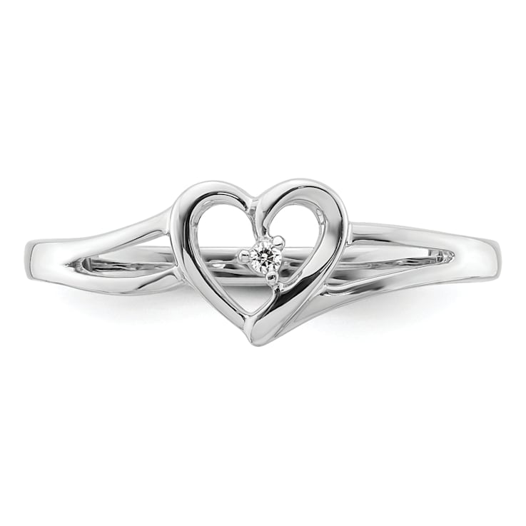 Rhodium Over 14K White First Promise Heart Diamond Promise/Engagement
Ring 0.01ctw