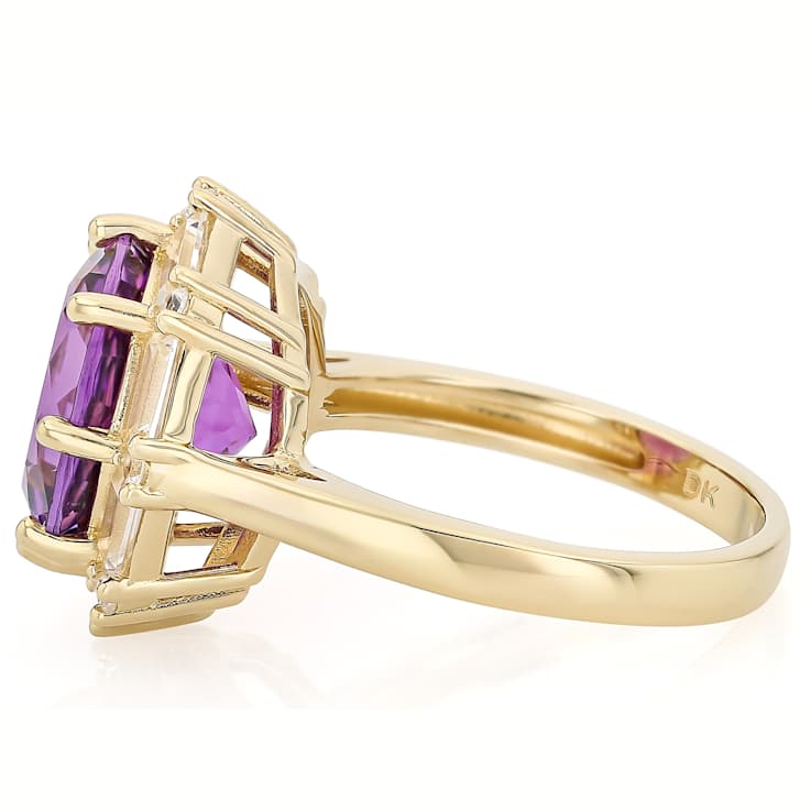 Amethyst And Lab-Created White Sapphire Ring In 18K Gold Over Sterling Silver