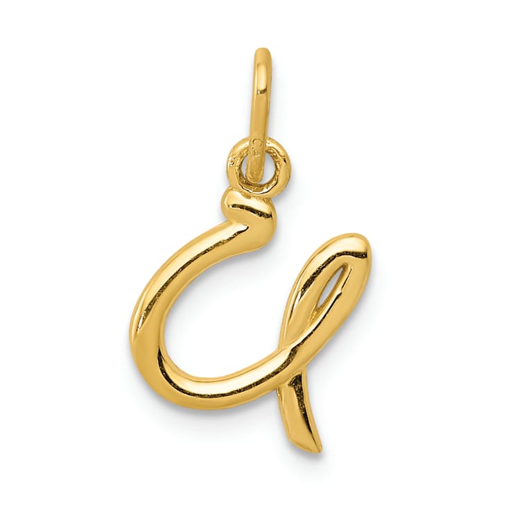 10K Yellow Gold Polished Letter u Initial Charm