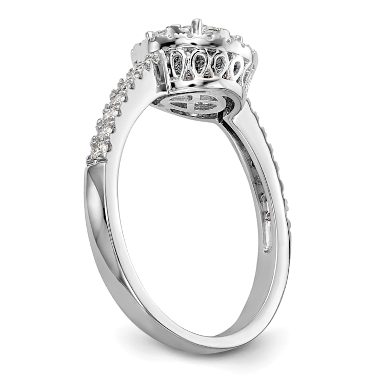Rhodium Over 14K White Gold Lab Grown Diamond Cluster Engagement Ring 0.478ctw