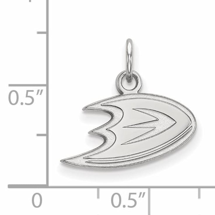 Rhodium Over Sterling Silver NHL LogoArt Anaheim Ducks Extra Small Pendant