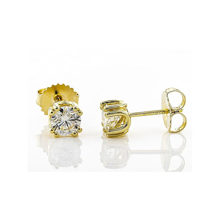 Moissanite Stud Earrings In 14K Gold Over Sterling Silver 1.00ctw
Diamond Equivalent Weight