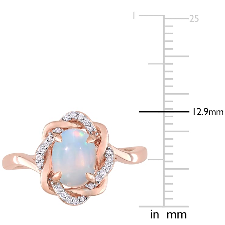 0.75ctw Ethiopian Opal and 0.10ctw Diamond 10k Rose Gold Ring