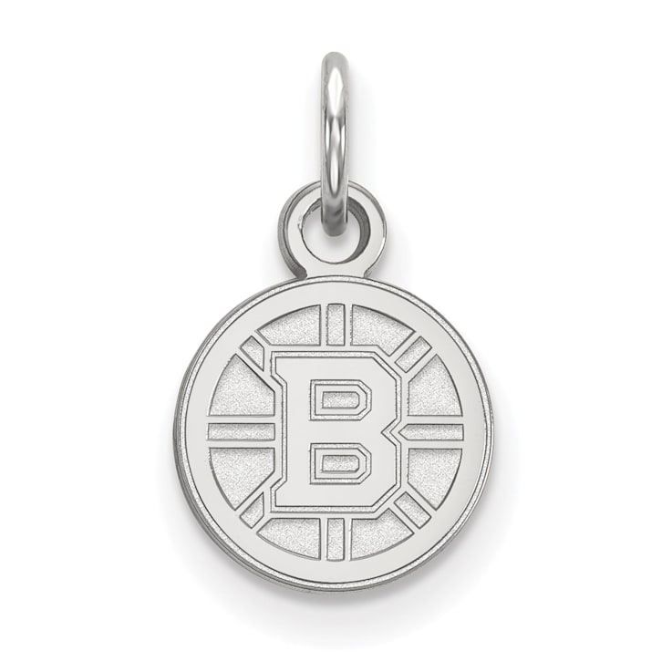 Rhodium Over Sterling Silver NHL LogoArt Boston Bruins Extra Small Pendant