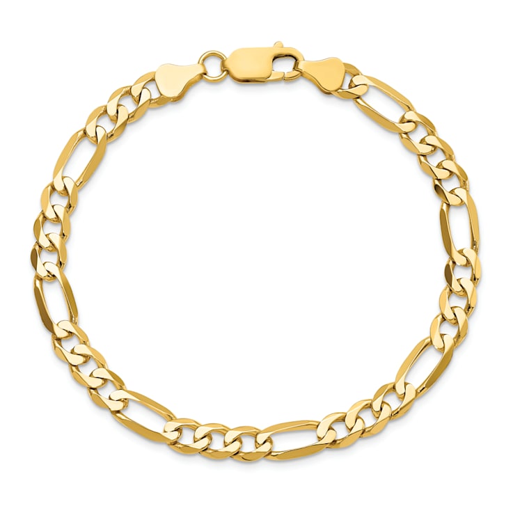 14K Yellow Gold 6.25mm Flat Figaro Chain Bracelet
