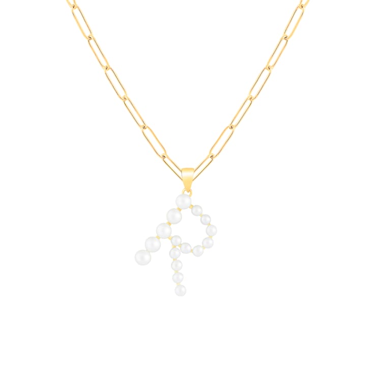 Letter R Initial Cultured Freshwater Pearl 18K Gold Over Sterling Silver
Pendant With  18" Chain