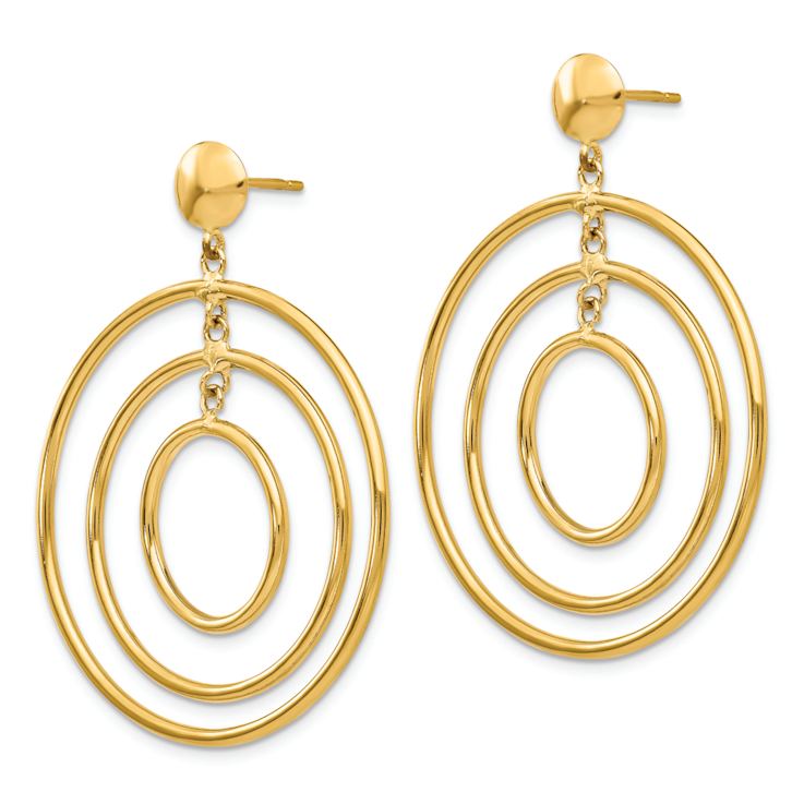 14k Yellow Gold Fancy Circle Dangle Earrings
