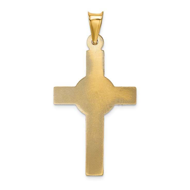 14k Yellow Gold Polished Satin and Diamond-Cut Crucifix Pendant