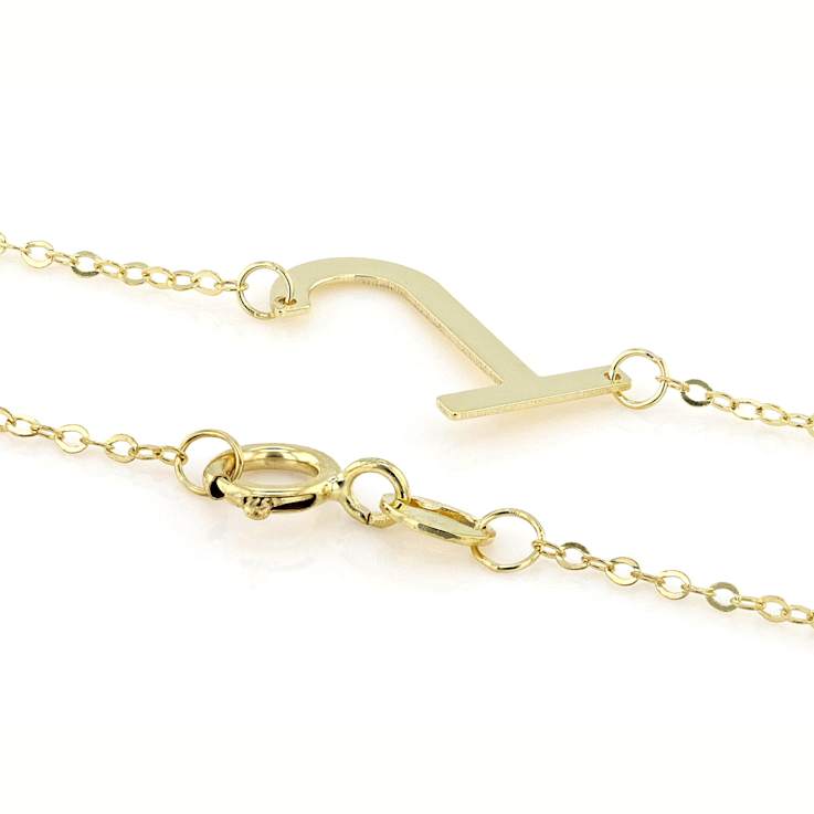 Sideways Initial J Necklace In Solid 14K Yellow Gold 18 Inch
