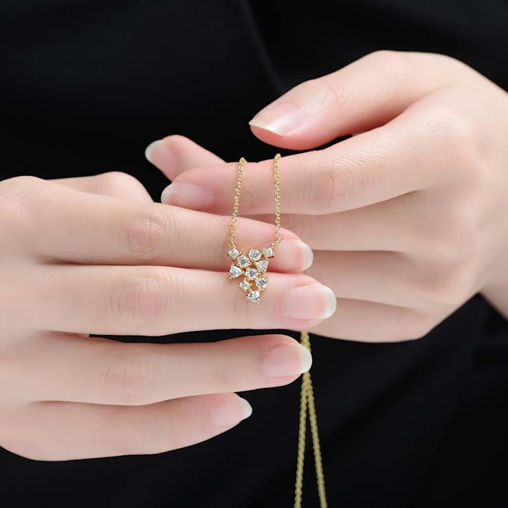 CZ Statement Pendant Necklace In 14K Gold Over Sterling Silver