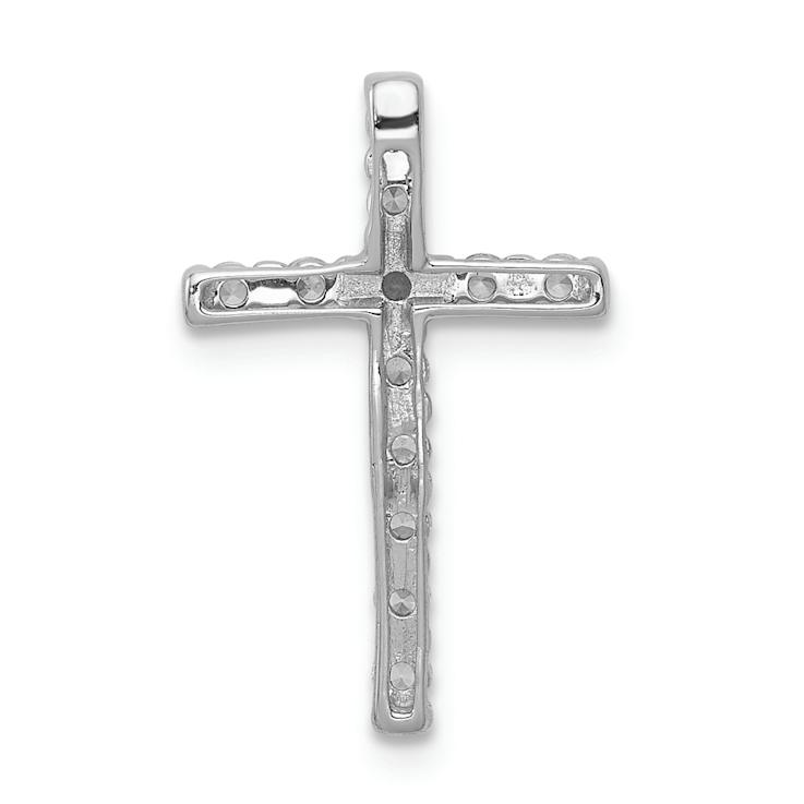 Rhodium Over 14k White Gold Diamond Cross Chain Slide Pendant