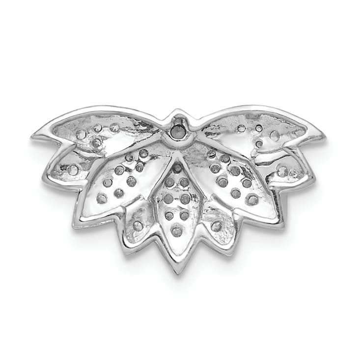 Rhodium Over 14k White Gold Diamond Lotus Flower Chain Slide Pendant
