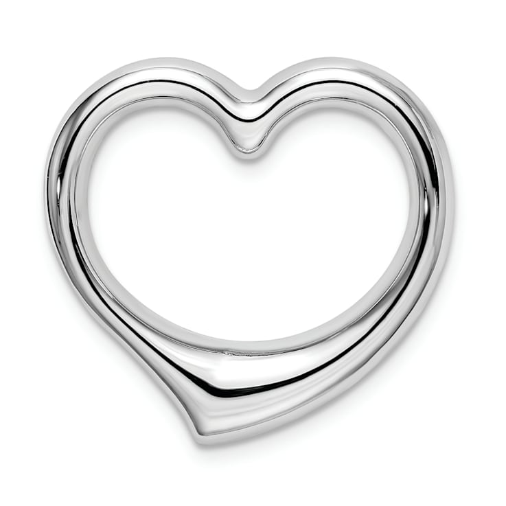 Rhodium Over 14K White Gold Heart Slide Pendant