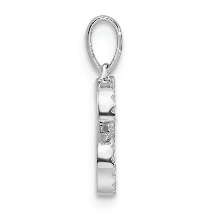Rhodium Over 14k White Gold Diamond Letter S Initial Pendant