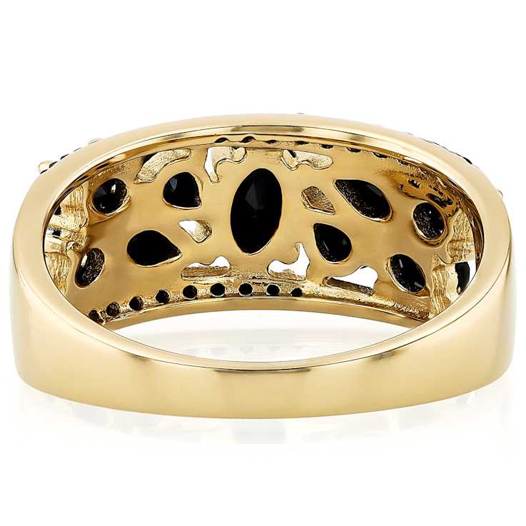 Black Spinel Mixed-Shape Band Ring In 18K Gold Over Sterling Silver 1.48ctw