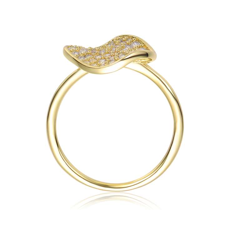 CZ Pave Dome Cocktail Ring In 14K Gold Over Brass