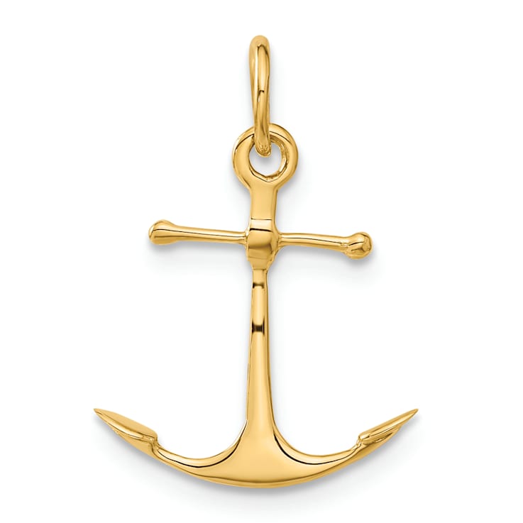 14k Yellow Gold Anchor Charm Pendant