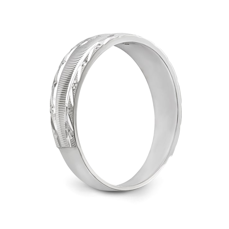 Rhodium Over 14K White Gold AA Quality Trio Mens Wedding Band