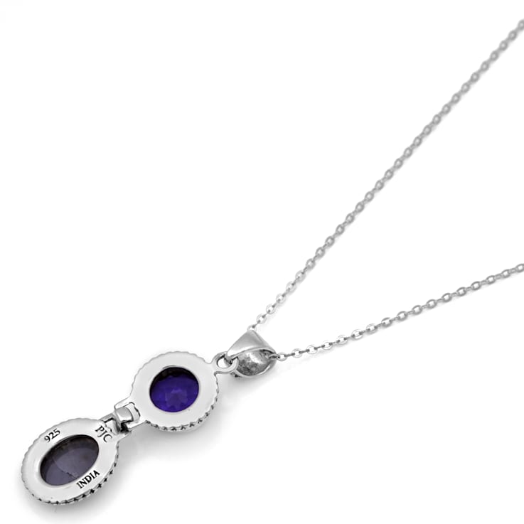 Drusy and Sapphire Doublet Sterling Silver Pendant 5.00ctw