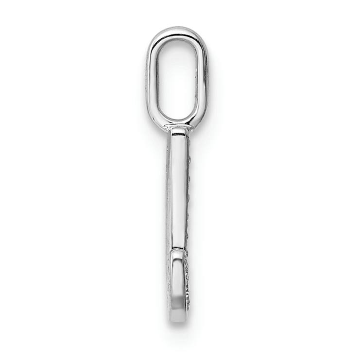 14K White Gold Diamond Letter J Initial Pendant
