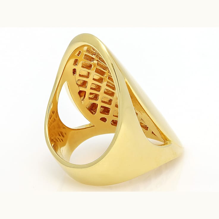 Ultra-Wide Sculptural Band Ring In 18k Gold Over Sterling Silver