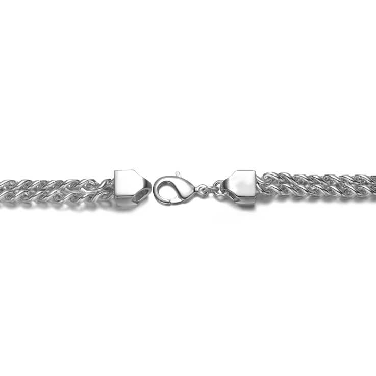 Mesh Link Bracelet In Rhodium Over Brass