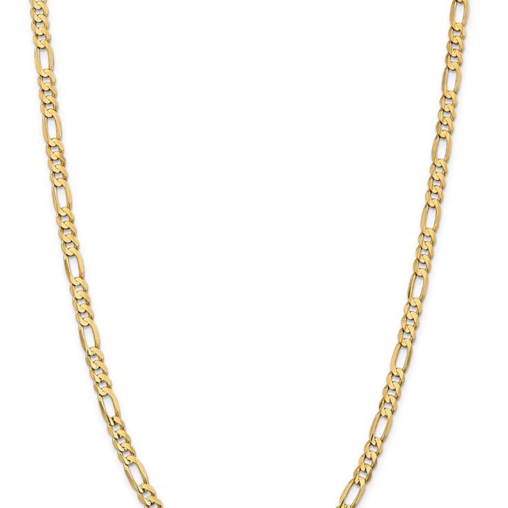 14k Yellow Gold 5.5mm Solid Concave Open Figaro 26 Inch Chain
