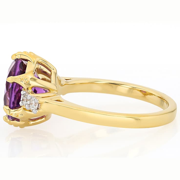 Amethyst And Lab-Grown Diamond Ring In 18K Gold Over Sterling Silver 3.05ctw
