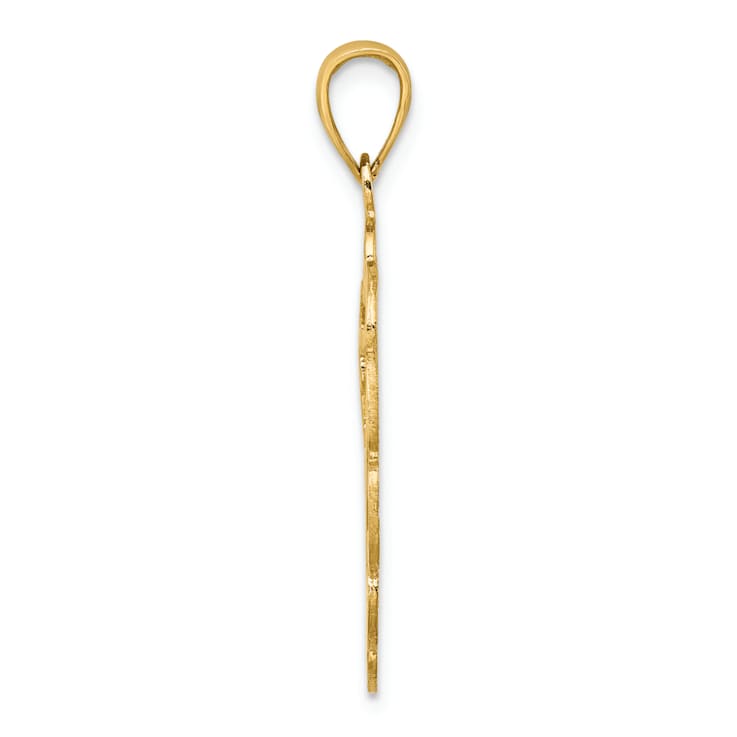 14k Yellow Gold Textured Pelican In Circle Charm