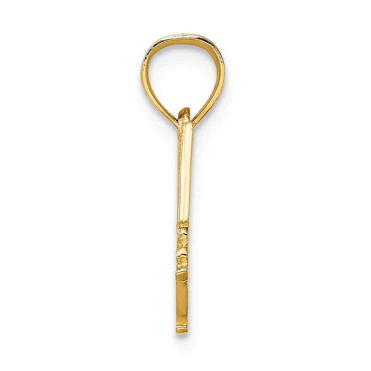 14k Yellow Gold Textured I Love Hockey Charm