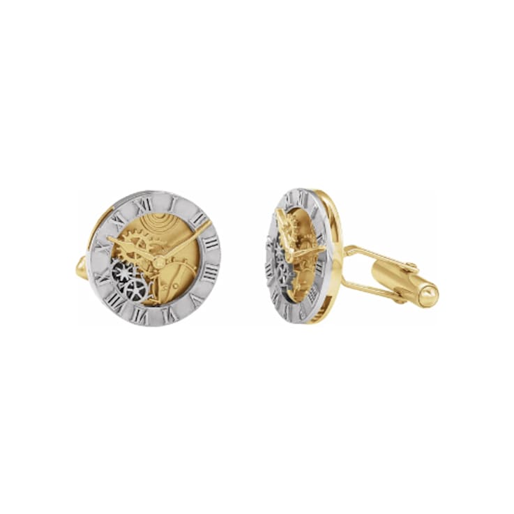 14K White and Yellow Gold Two-tone Cuff Links