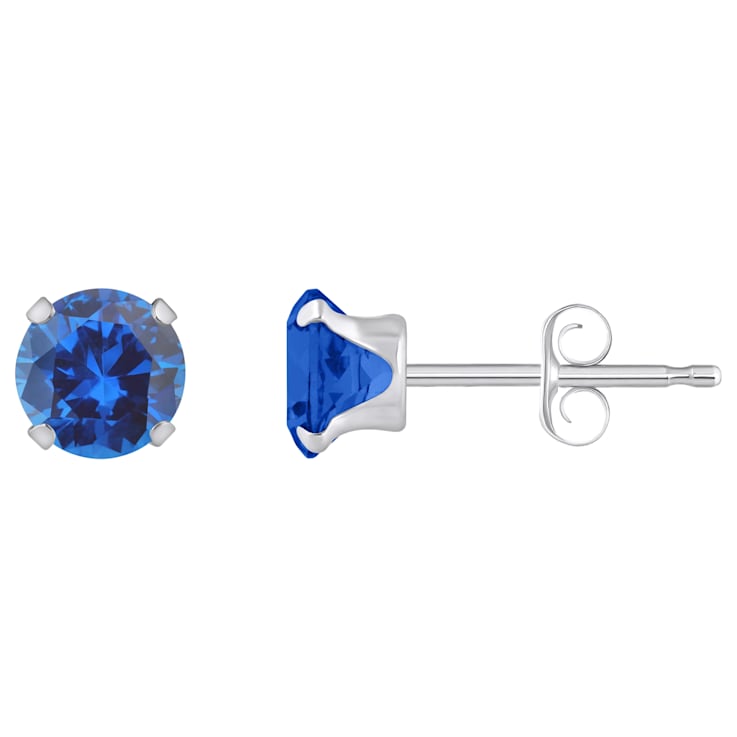5mm Round Lab Created Sapphire Rhodium Over 10k White Gold Stud Earrings