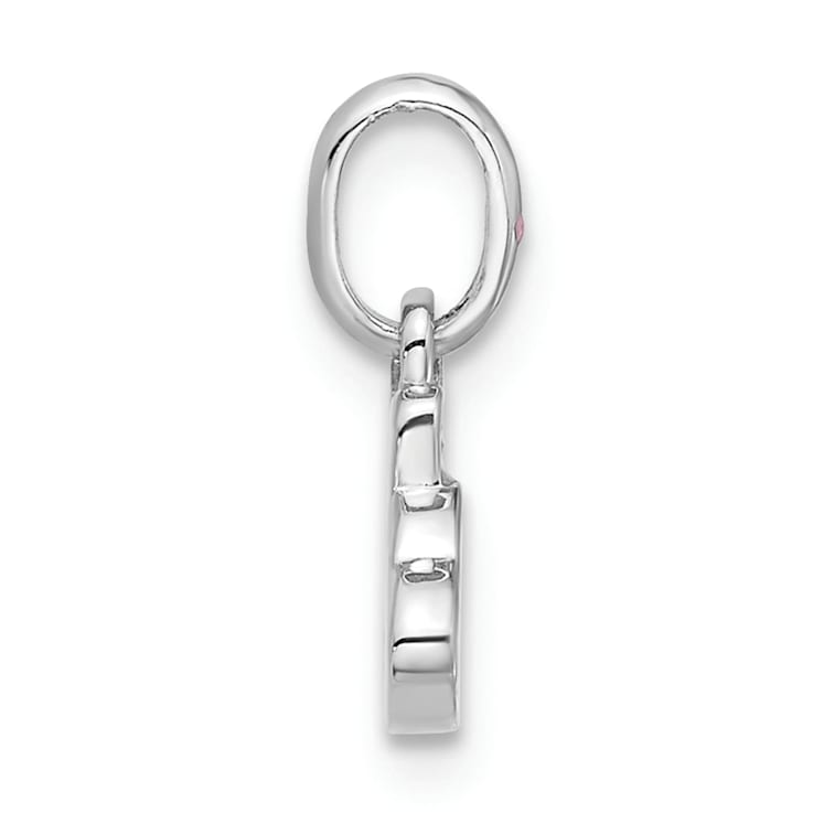 Rhodium Over Sterling Silver Enameled Sun and Cloud Children's Pendant