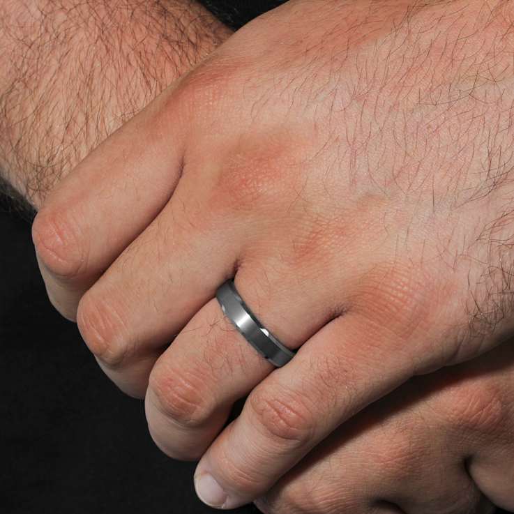 Robert Alton Men's Gray Ion Plated 6mm Band Ring In Tungsten