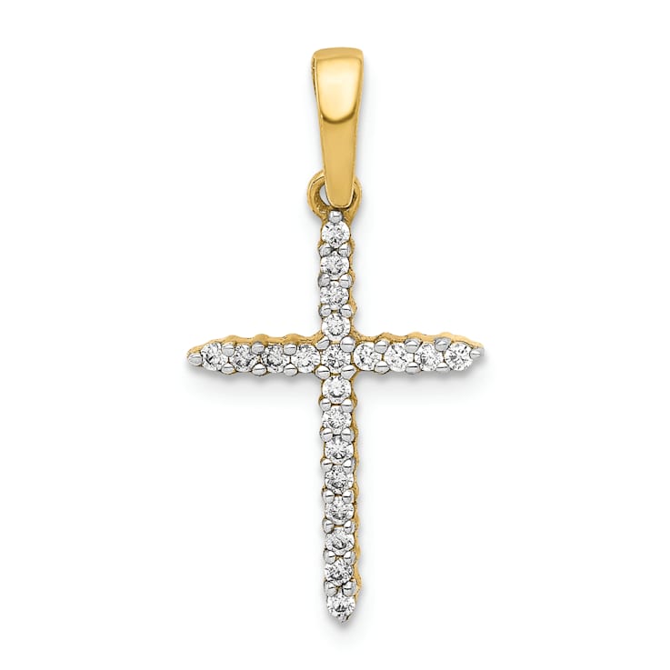 14K Yellow Gold 1/6ct. Diamond Cross Pendant
