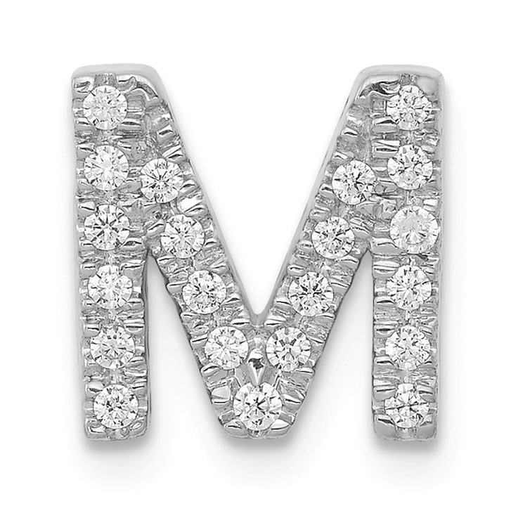 Rhodium Over 14K White Gold Diamond Letter M Initial Charm