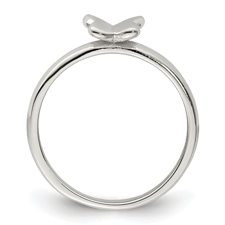 Rhodium Over Sterling Silver Polished Butterfly Children's Ring