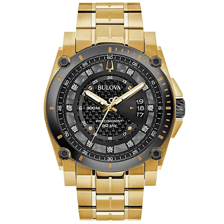 Bulova Men's Precisionist Gray Dial, Yellow Stainless Steel Watch