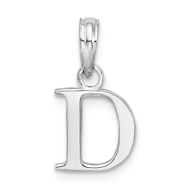 Sterling Silver Polished Block Initial -D- Pendant
