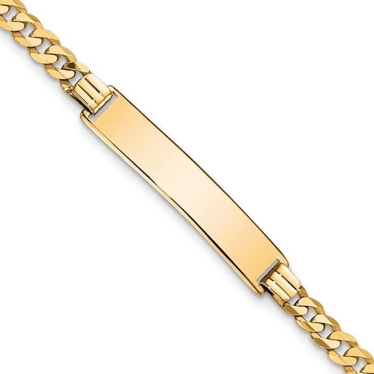 10k Yellow Gold Flat Curb Link ID Bracelet