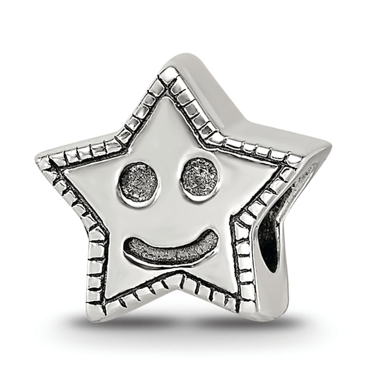 Sterling Silver Smiley Star Bead
