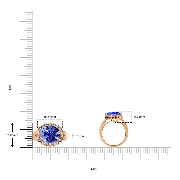 14K Rose Gold Tanzanite and Diamond Ring 2.89 ctw