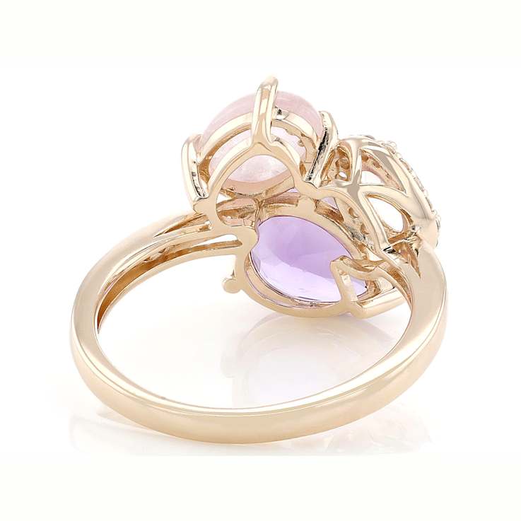 Amethyst, Morganite And White Zircon Ring In 18K Rose Gold Over Sterling
Silver 3.97ctw
