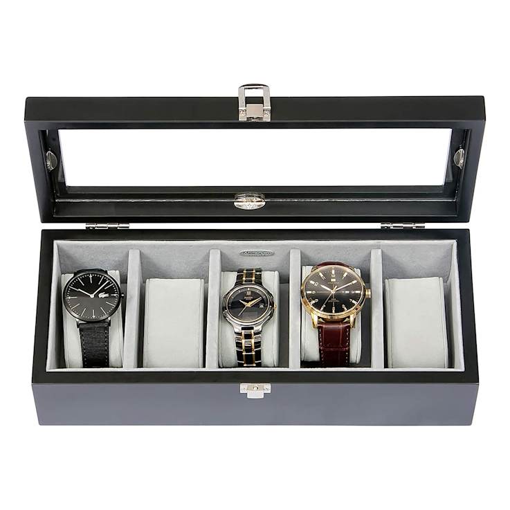 Mele and Co Tate Glass Top Wooden Watch Box