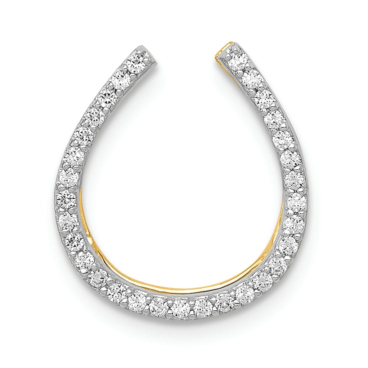 14K Two-tone Gold Diamond Horseshoe Chain Slide Pendant