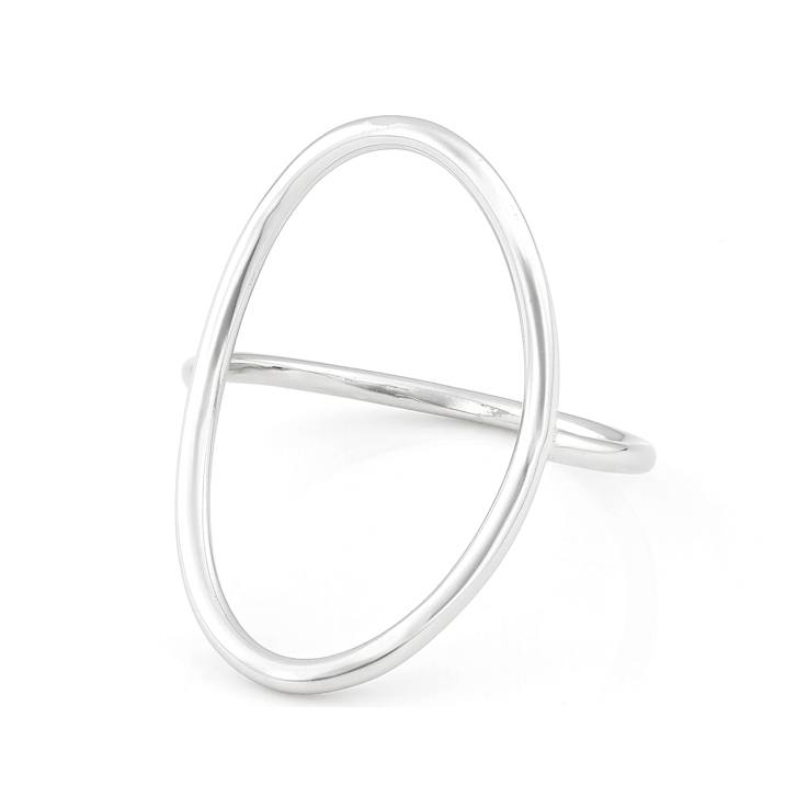 Sculptural Oval Open Design Ring In Sterling Silver