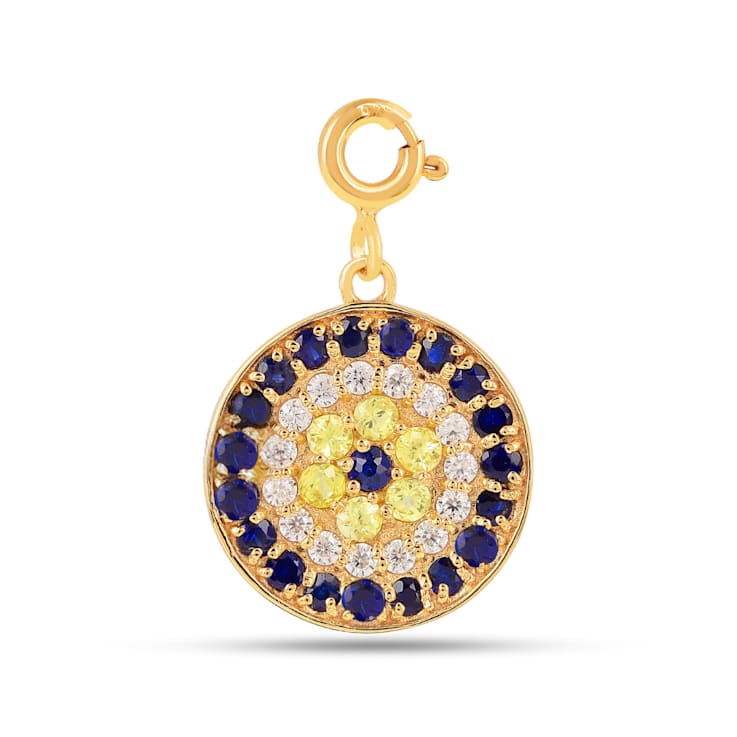 Lab Created Multi-color Sapphire 18k Yellow Gold Over Sterling Silver
Evil Eye Pave Charm